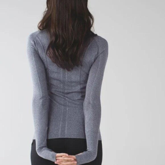 Lululemon Swiftly Tech Long Sleeve Crew- Heathered Black- Size 6 - Picture 3 of 11